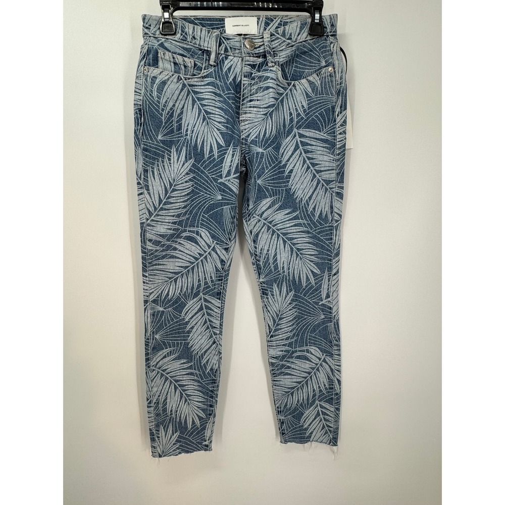 Current Elliott The Stiletto Women's Jeans Sz 25 Blue Palm Leaf Print Wily Denim
